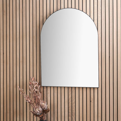 Black Tall Arch Wall Mirror – Slim Metal Frame, Modern Industrial Style
