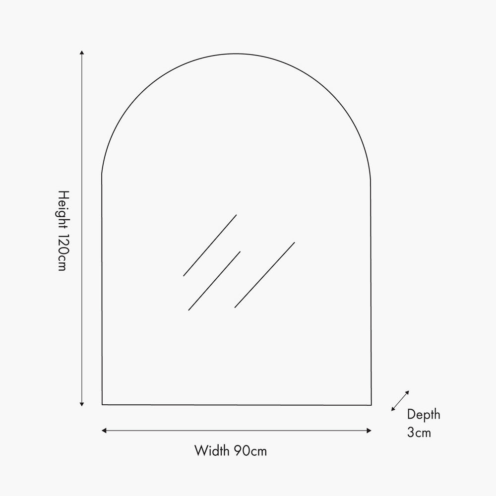 Brushed Silver Tall Arch Wall Mirror – Slim Metal Frame, Modern Industrial Design