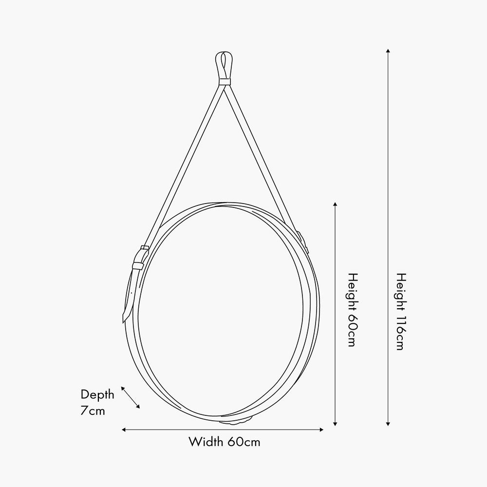 Peppercorn Leather Frame Round Wall Mirror – Sophisticated Modern Statement Piece