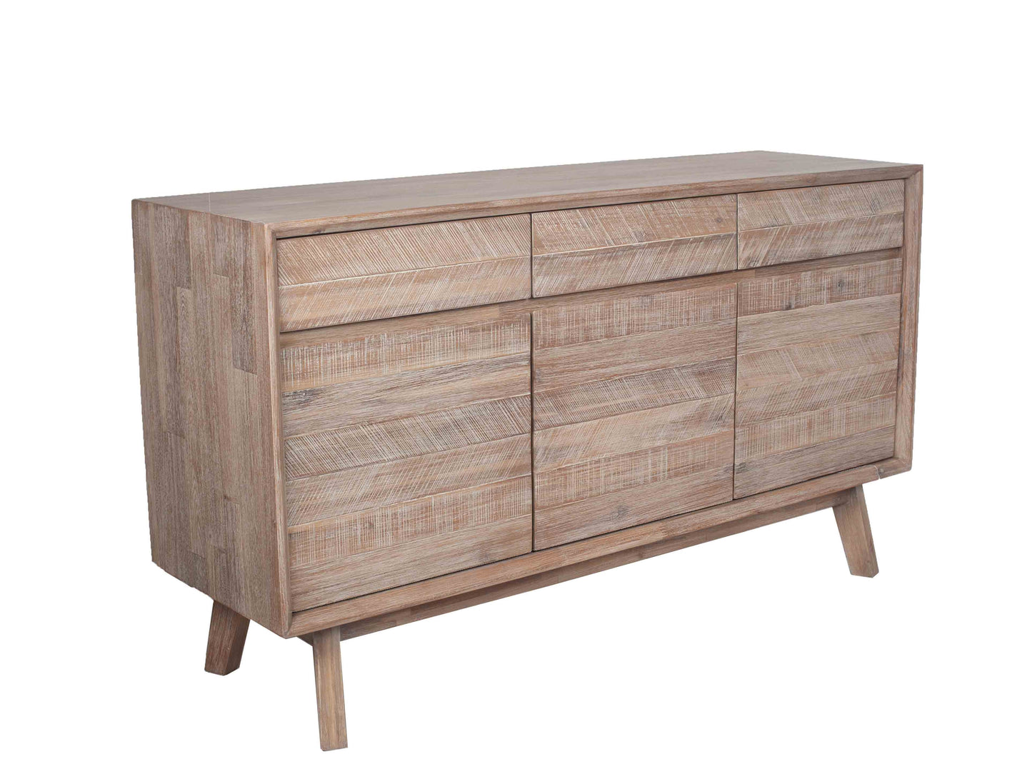 Kalmar Sand Wash Acacia Wood 3 Drawer 3 Door Sideboard