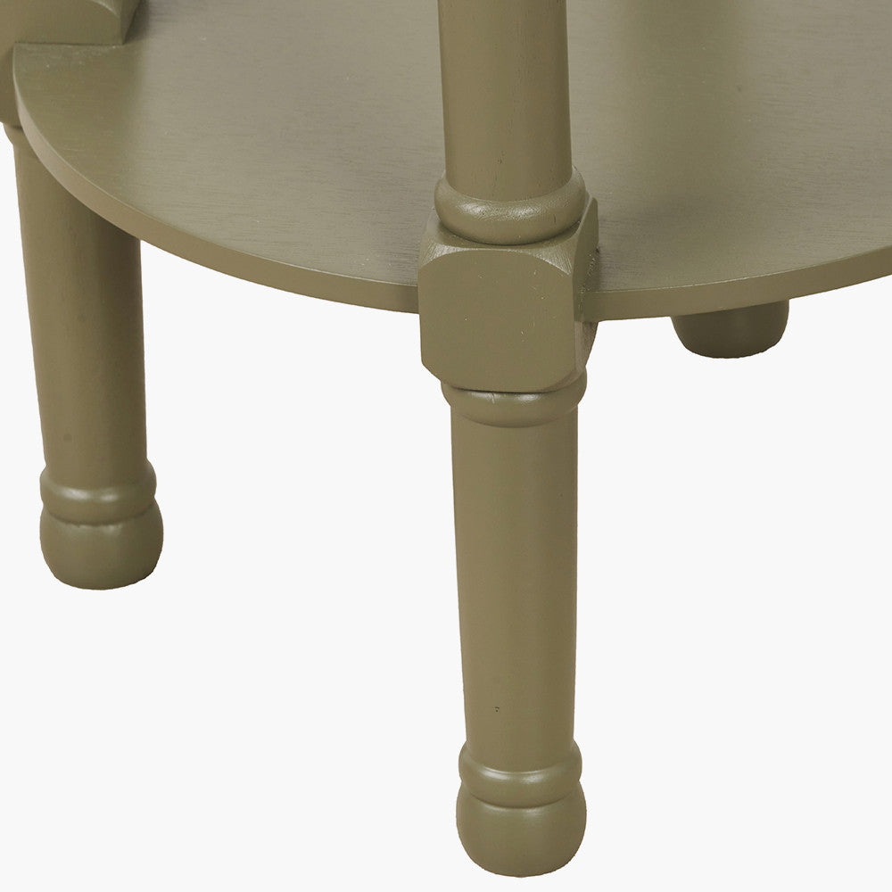 Heritage Olive Pine Wood Round Accent Table