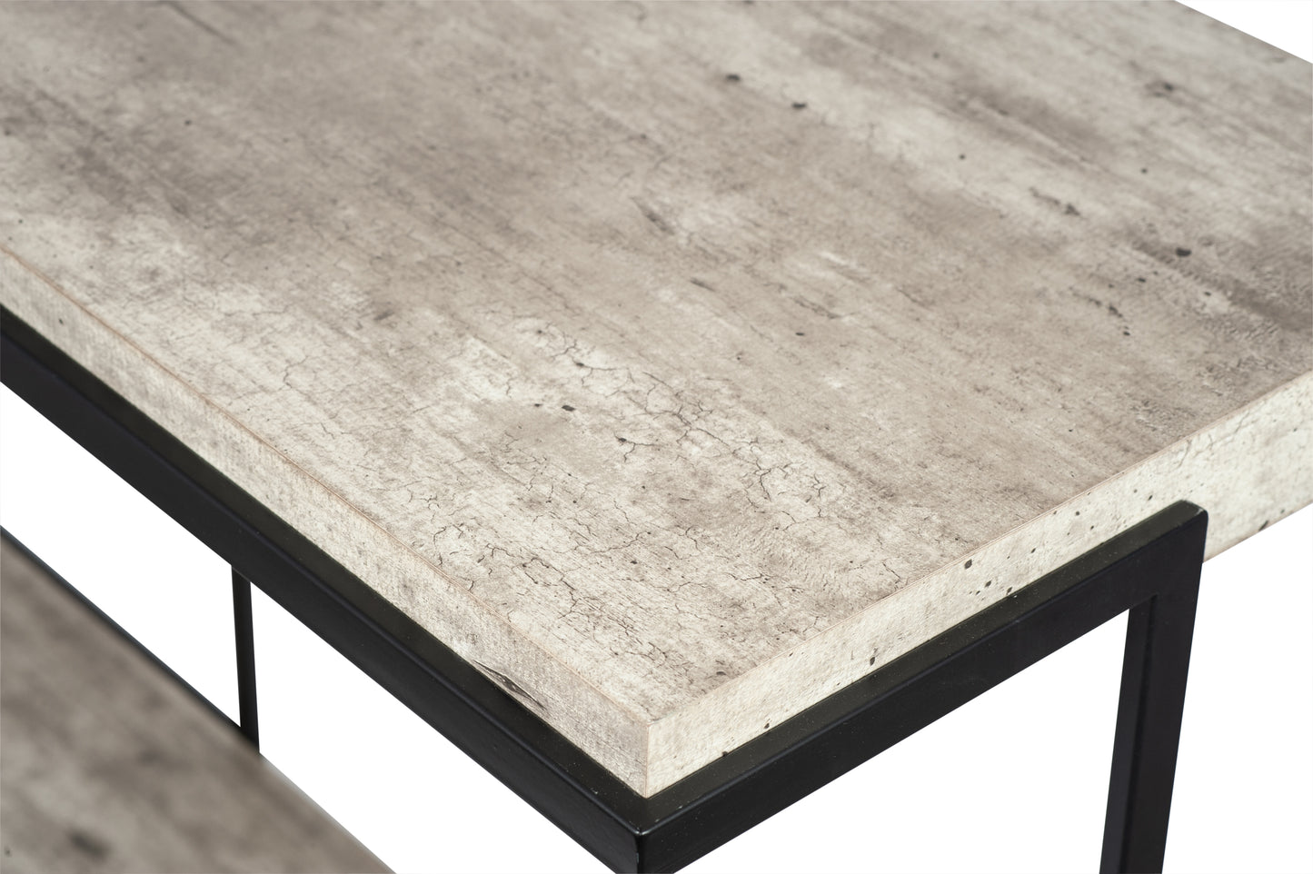 Jersey Concrete Effect Wood Veneer and Black Metal Console Table