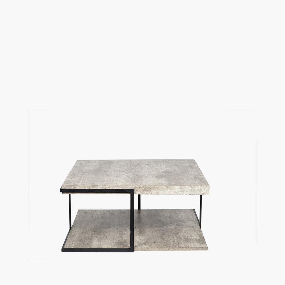 The Jersey Coffee Table offers an effortlessly cool industrial edge, combining a concrete-effect surface with a matte black metal frame. Shop online at www.nobleandnook.co.uk