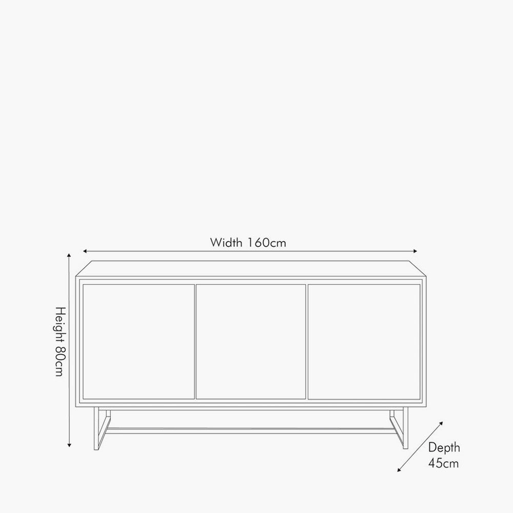Marca Sand Wash Acacia Wood & Black Metal 3 Door Sideboard