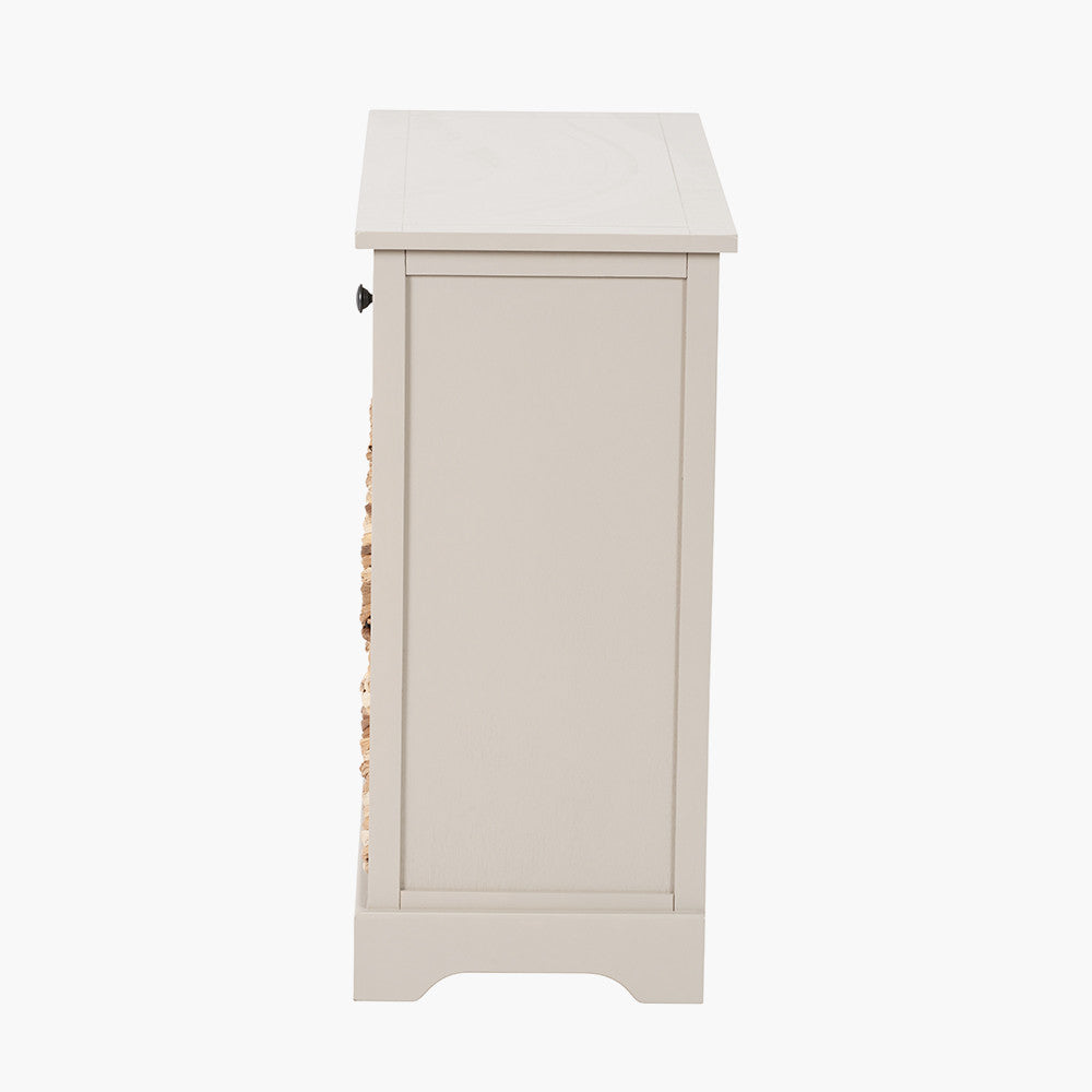 Bring both elegance and functionality to your home with this wood and woven storage unit. Featuring two wooden drawers and four handwoven banana leaf baskets.Shop online to day at www.nobleandnook.co.uk
