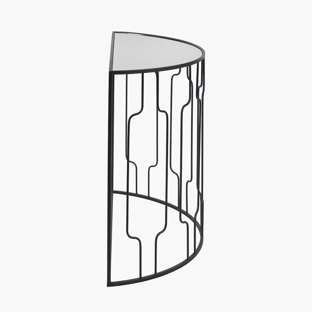 The Caprisse Console Table with its art deco-inspired design and refined half-moon silhouette makes it a standout feature in any room. Whether used in an entryway or behind a sofa. W100 x D40.5 x H81 cm. Shop online today at www.nobleandnook.co.uk