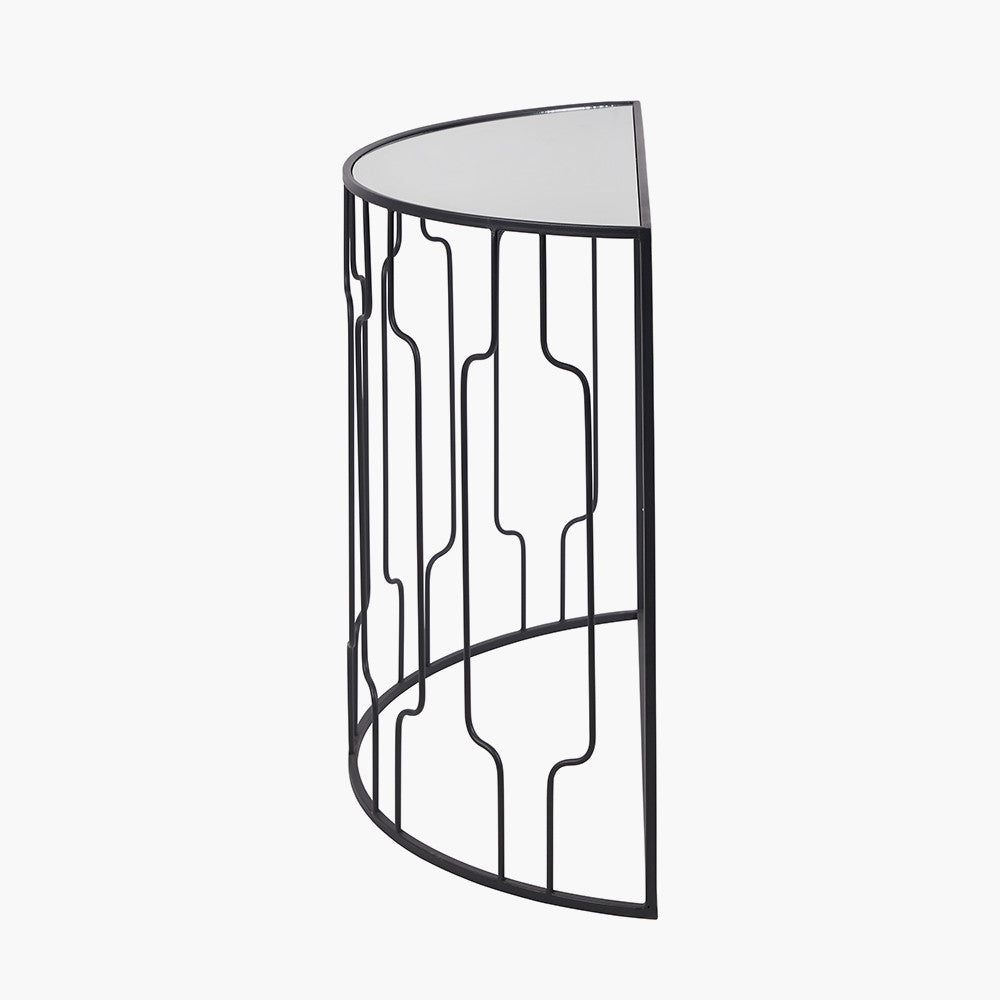 The Caprisse Console Table with its art deco-inspired design and refined half-moon silhouette makes it a standout feature in any room. Whether used in an entryway or behind a sofa. W100 x D40.5 x H81 cm. Shop online today at www.nobleandnook.co.uk