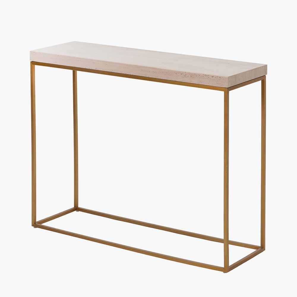 Shop the stunning Madison Beige Granite and Burnished Gold Metal Console Table is expertly crafted to be a sleek and modern addition to your home. Shop online now at www.nobleandnook.co.uk