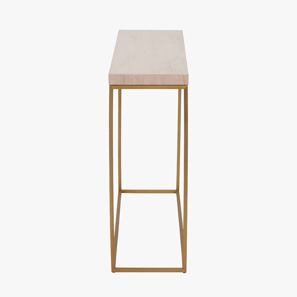 Shop the stunning Madison Beige Granite and Burnished Gold Metal Console Table is expertly crafted to be a sleek and modern addition to your home. Shop online now at www.nobleandnook.co.uk