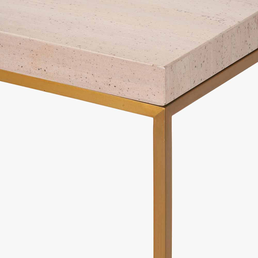 Shop the stunning Madison Beige Granite and Burnished Gold Metal Console Table is expertly crafted to be a sleek and modern addition to your home. Shop online now at www.nobleandnook.co.uk