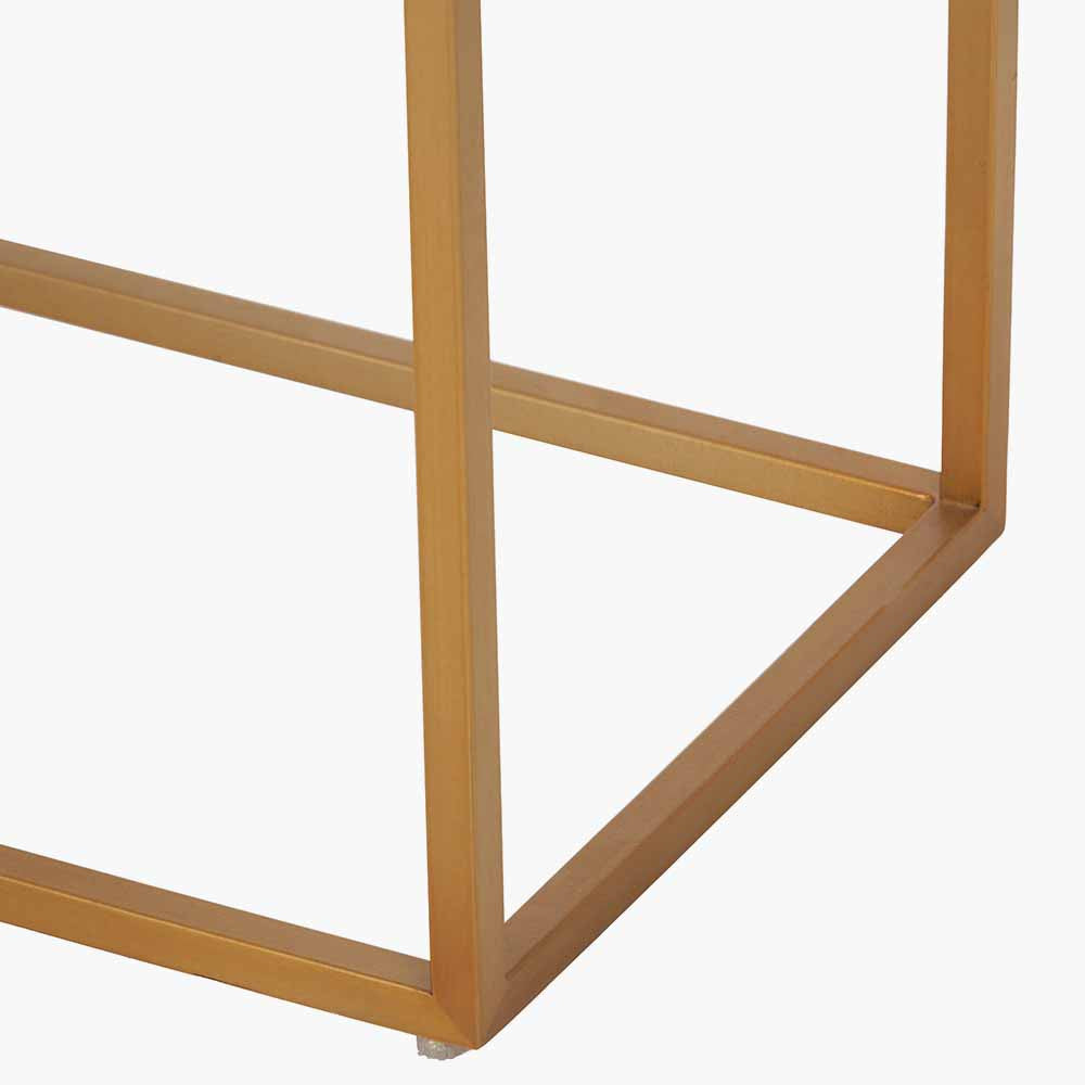 Shop the stunning Madison Beige Granite and Burnished Gold Metal Console Table is expertly crafted to be a sleek and modern addition to your home. Shop online now at www.nobleandnook.co.uk