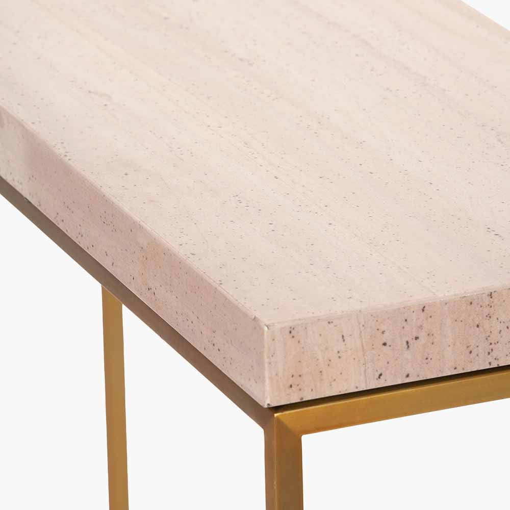 Shop the stunning Madison Beige Granite and Burnished Gold Metal Console Table is expertly crafted to be a sleek and modern addition to your home. Shop online now at www.nobleandnook.co.uk