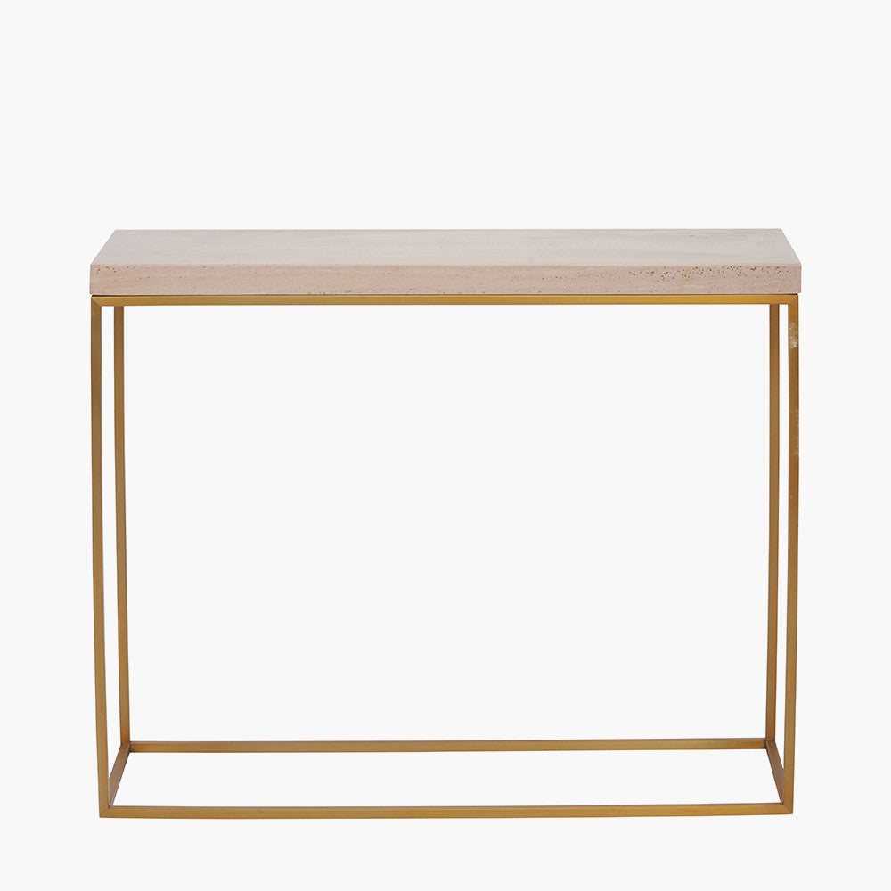 Shop the stunning Madison Beige Granite and Burnished Gold Metal Console Table is expertly crafted to be a sleek and modern addition to your home. Shop online now at www.nobleandnook.co.uk