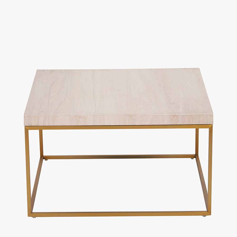 Shop the Madison Beige Granite and Burnished Gold Metal Square Coffee Table, a sophisticated and exclusive addition to your living room. Shop online now at www.nobleandnook.co.uk