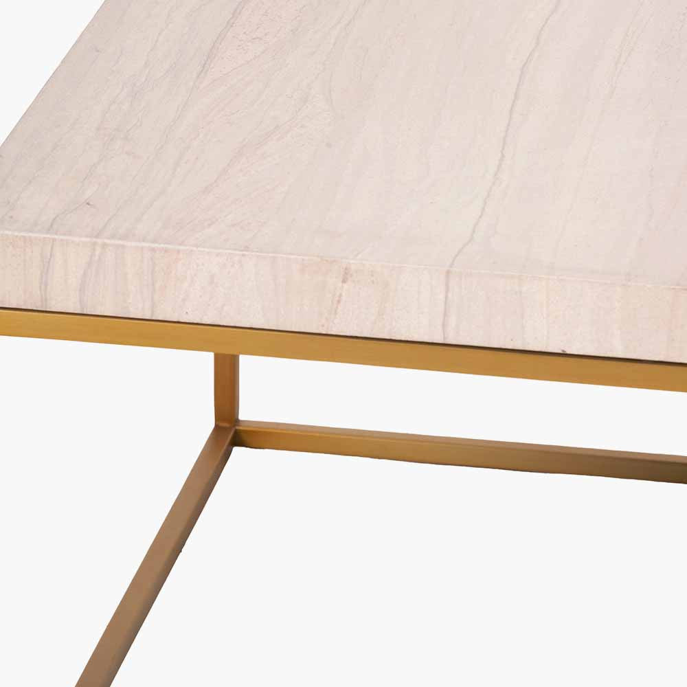 Shop the Madison Beige Granite and Burnished Gold Metal Square Coffee Table, a sophisticated and exclusive addition to your living room. Shop online now at www.nobleandnook.co.uk