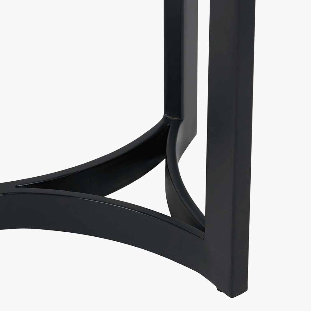 Shop this Black Metal and Genuine White Marble Top Console Table. Ideal for hallways, entrance halls, Living rooms and dining spaces. Dimensions W112xD36xH78cm. Shop online today at www.nobleandnook.co.uk