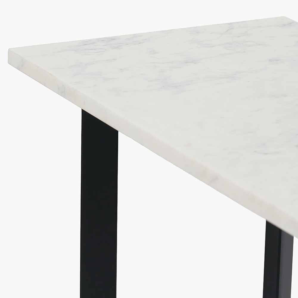 Shop this Black Metal and Genuine White Marble Top Console Table. Ideal for hallways, entrance halls, Living rooms and dining spaces. Dimensions W112xD36xH78cm. Shop online today at www.nobleandnook.co.uk