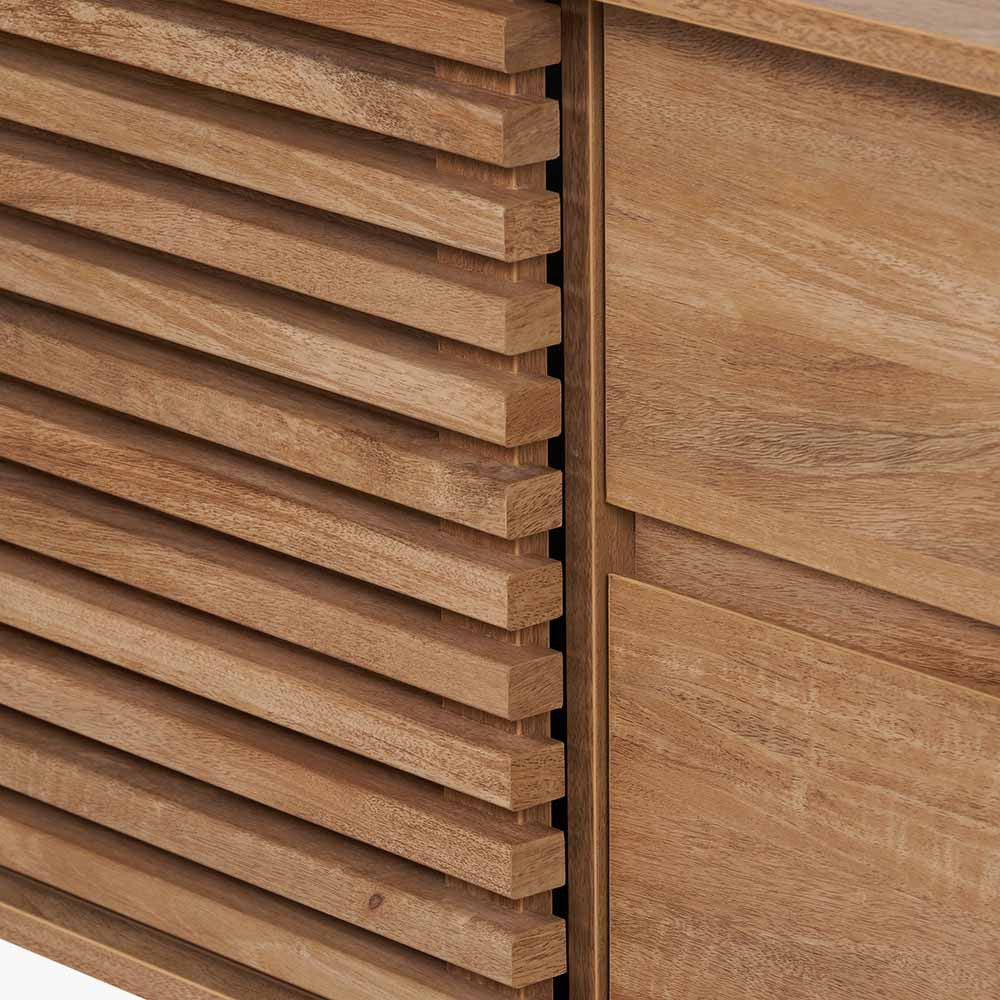 Enhance your living space with the Larvik Natural Wood Sideboard, a perfect blend of Scandinavian-inspired design and practical storage. Shop online today at www.nobleandnook.co.uk