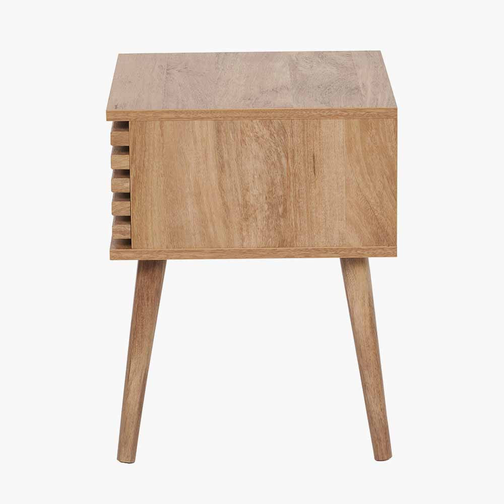 Larvik Natural Eucalyptus Wood 1 Drawer Bedside Table – Scandinavian Minimalist Nightstand