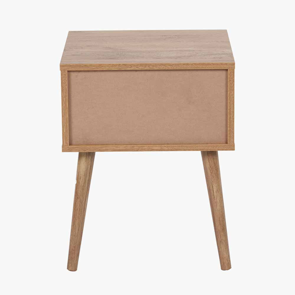 Larvik Natural Eucalyptus Wood 1 Drawer Bedside Table – Scandinavian Minimalist Nightstand