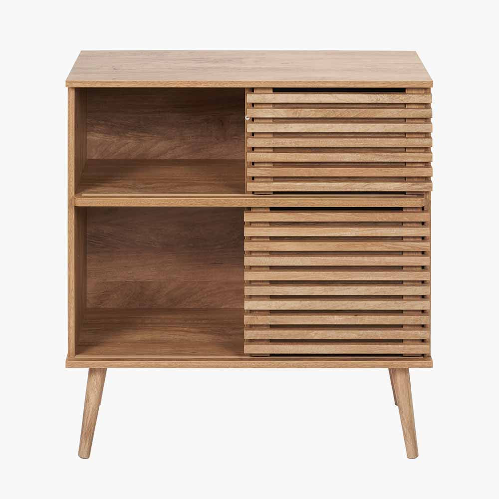 Larvik Natural Eucalyptus Wood 2 Door 2 Shelf Unit – Scandinavian Style Storage