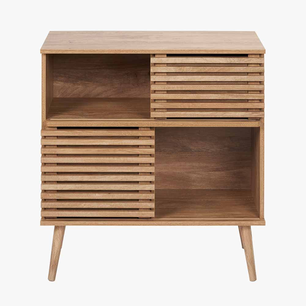 Larvik Natural Eucalyptus Wood 2 Door 2 Shelf Unit – Scandinavian Style Storage