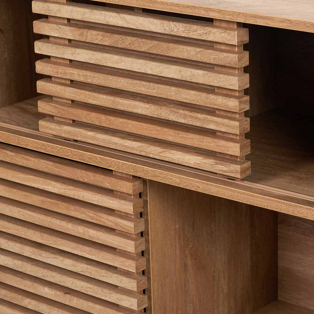 Larvik Natural Eucalyptus Wood 2 Door 2 Shelf Unit – Scandinavian Style Storage