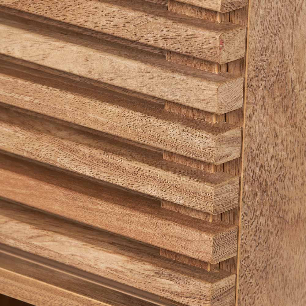 Larvik Natural Eucalyptus Wood 2 Door 2 Shelf Unit – Scandinavian Style Storage