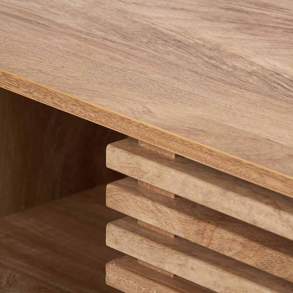 Larvik Natural Eucalyptus Wood 2 Door 2 Shelf Unit – Scandinavian Style Storage
