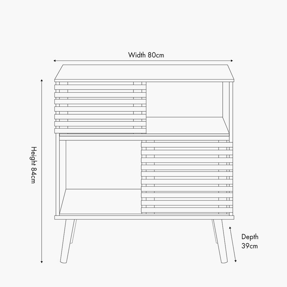 Larvik Natural Eucalyptus Wood 2 Door 2 Shelf Unit – Scandinavian Style Storage