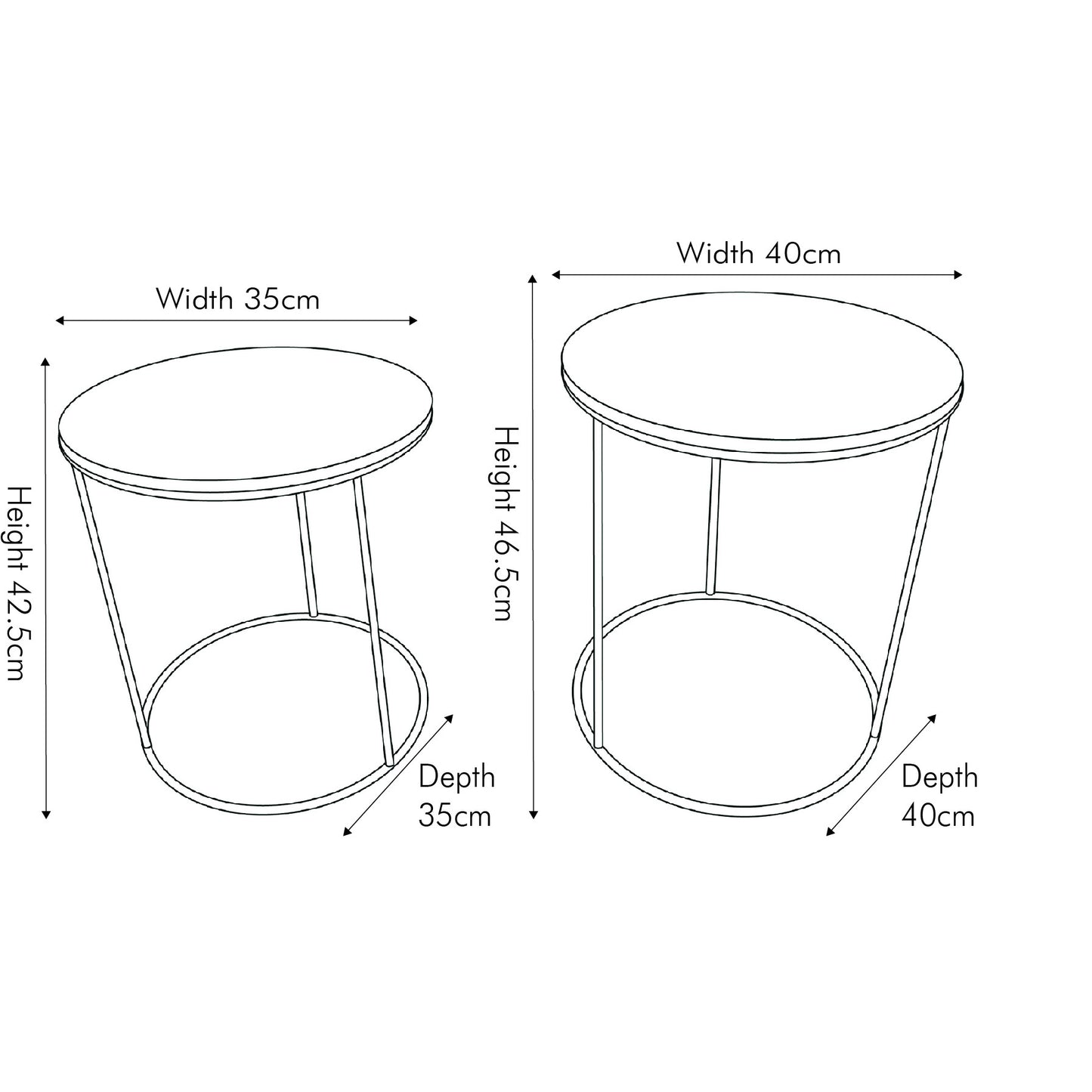 Milly Set of 2 Green Marble & Gold Metal Side Tables