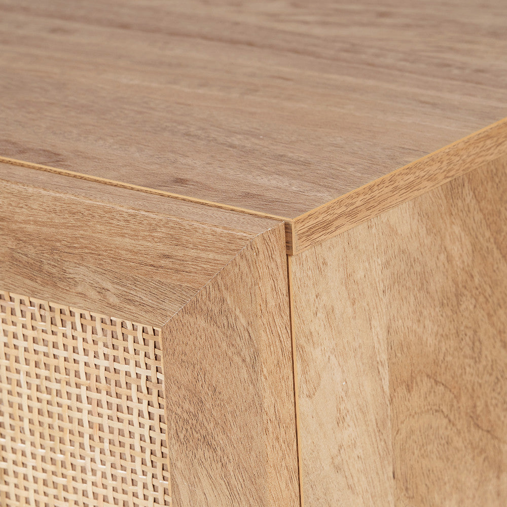 Enhance your space with the Henrik Rattan Cabinet, an elegant piece featuring a textured rattan front, adding warmth and character to any interior. Shop online today at www.nobleandnook.co.uk