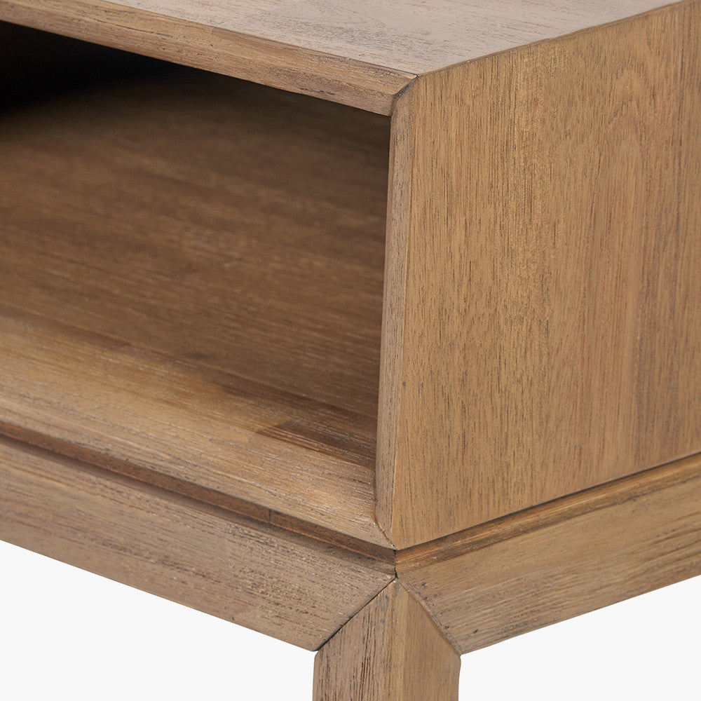Crafted from solid acacia wood with a striking natural top and black frame, offering a bold, contemporary contrast. Scandinavian-Inspired Design. W120xD40xH80cm. www.nobleandnook.co.uk