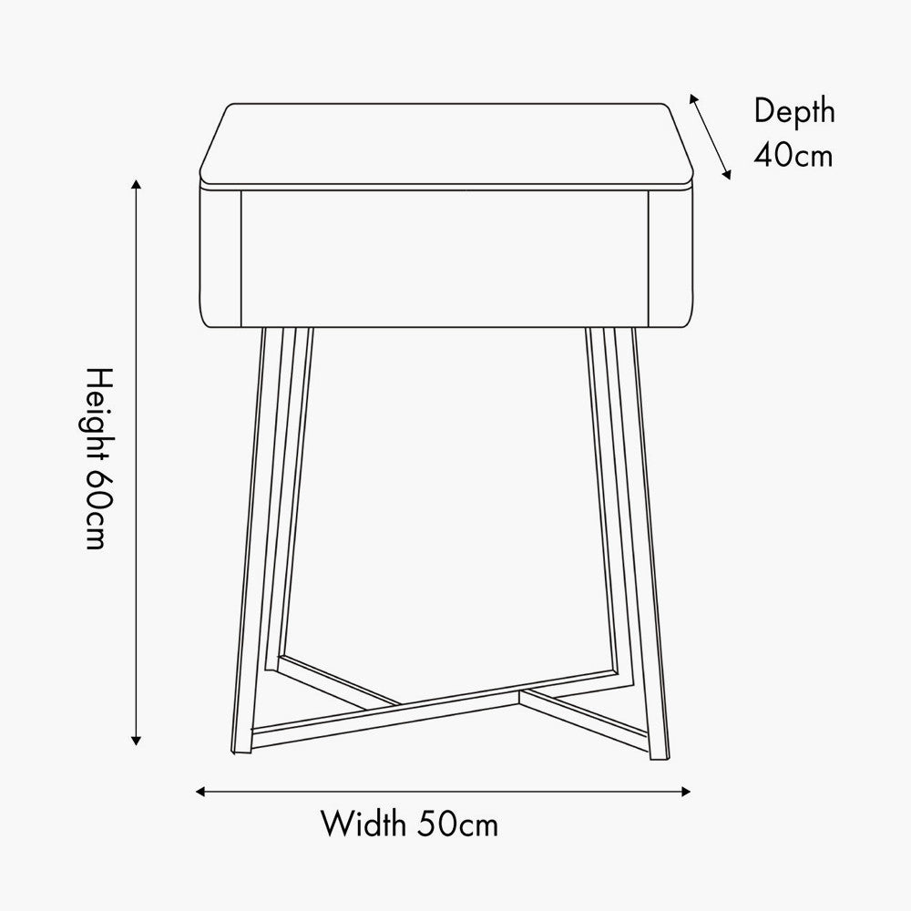Ukiah Black Ash Veneer and Black Metal 1 Drawer Unit