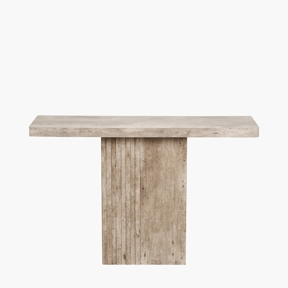 Shop the Elkton Concrete Effect Console Table. Perfect for hallways, living rooms, or even behind a sofa. No Assembly Required. Dimensions W120xD40xH76cm. Shop online today at www.nobleandnook.co.uk