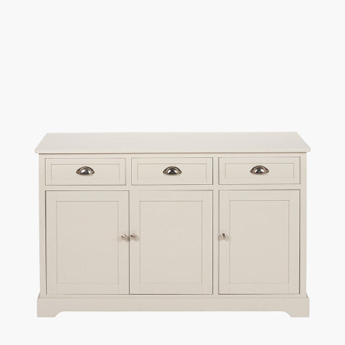Croft Linen Pine Wood 3 Door 3 Drawer Unit – Classic Sideboard Storage for Elegant Homes