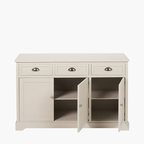 Croft Linen Pine Wood 3 Door 3 Drawer Unit – Classic Sideboard Storage for Elegant Homes