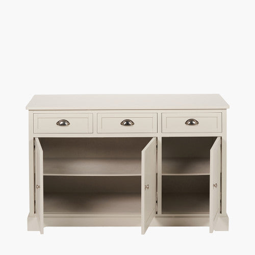 Croft Linen Pine Wood 3 Door 3 Drawer Unit – Classic Sideboard Storage for Elegant Homes