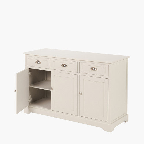 Croft Linen Pine Wood 3 Door 3 Drawer Unit – Classic Sideboard Storage for Elegant Homes