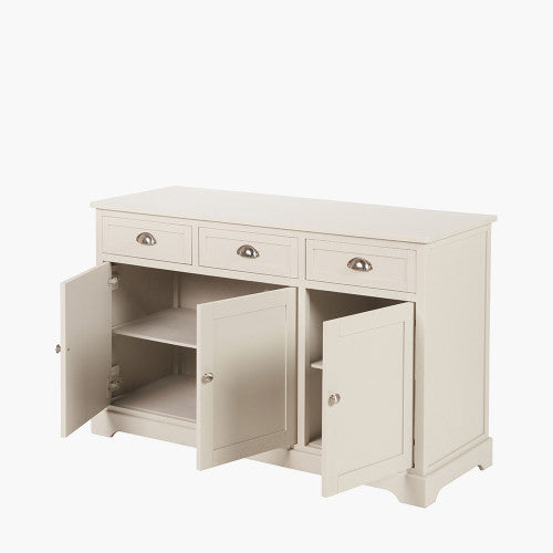 Croft Linen Pine Wood 3 Door 3 Drawer Unit – Classic Sideboard Storage for Elegant Homes