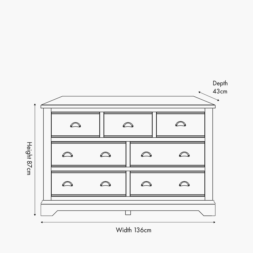Fairford White Pine & Oak 7 Drawer Unit | Country Storage Furniture
