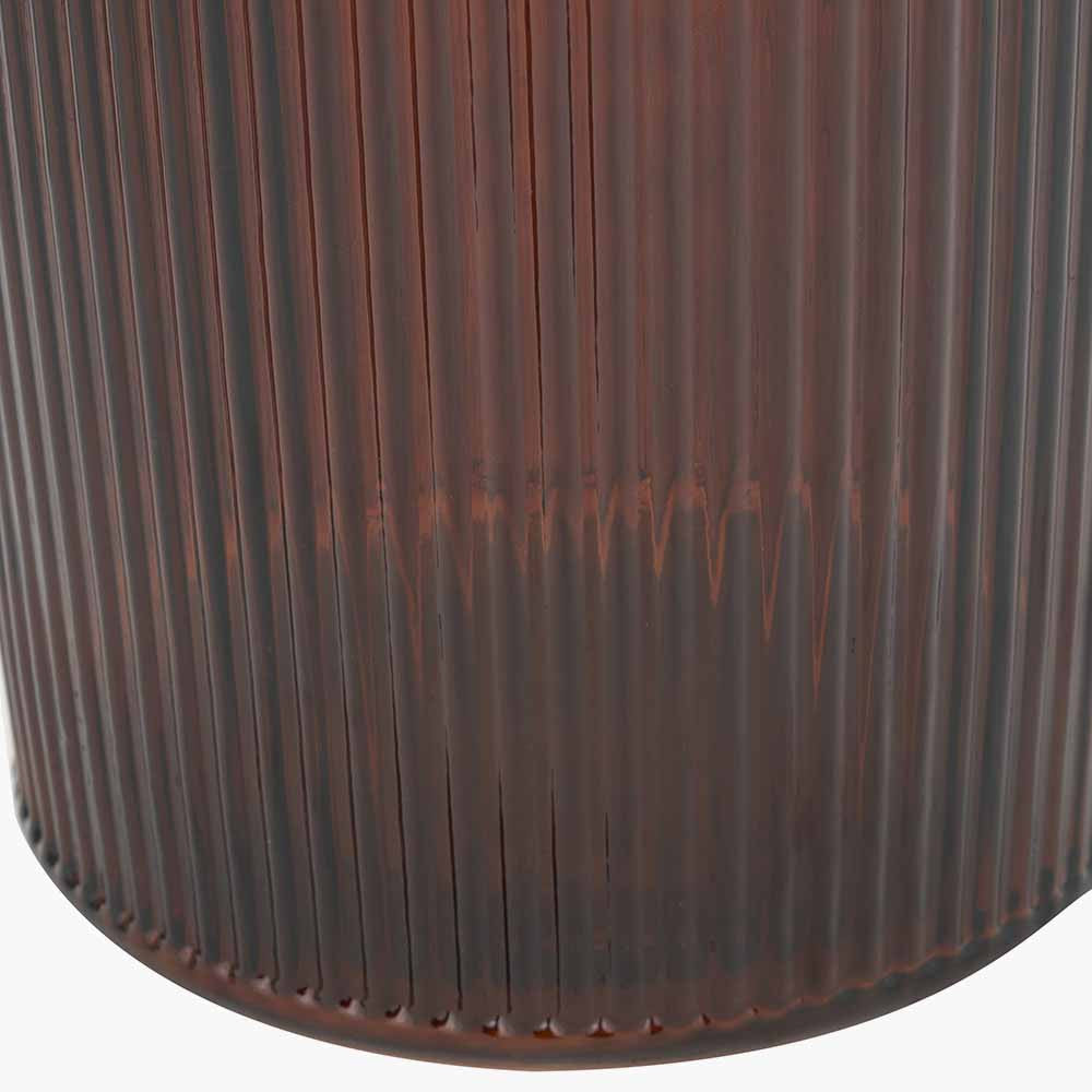 Pecan Brown Recycled Glass Ribbed Tall Vase – Sustainable Statement Vase