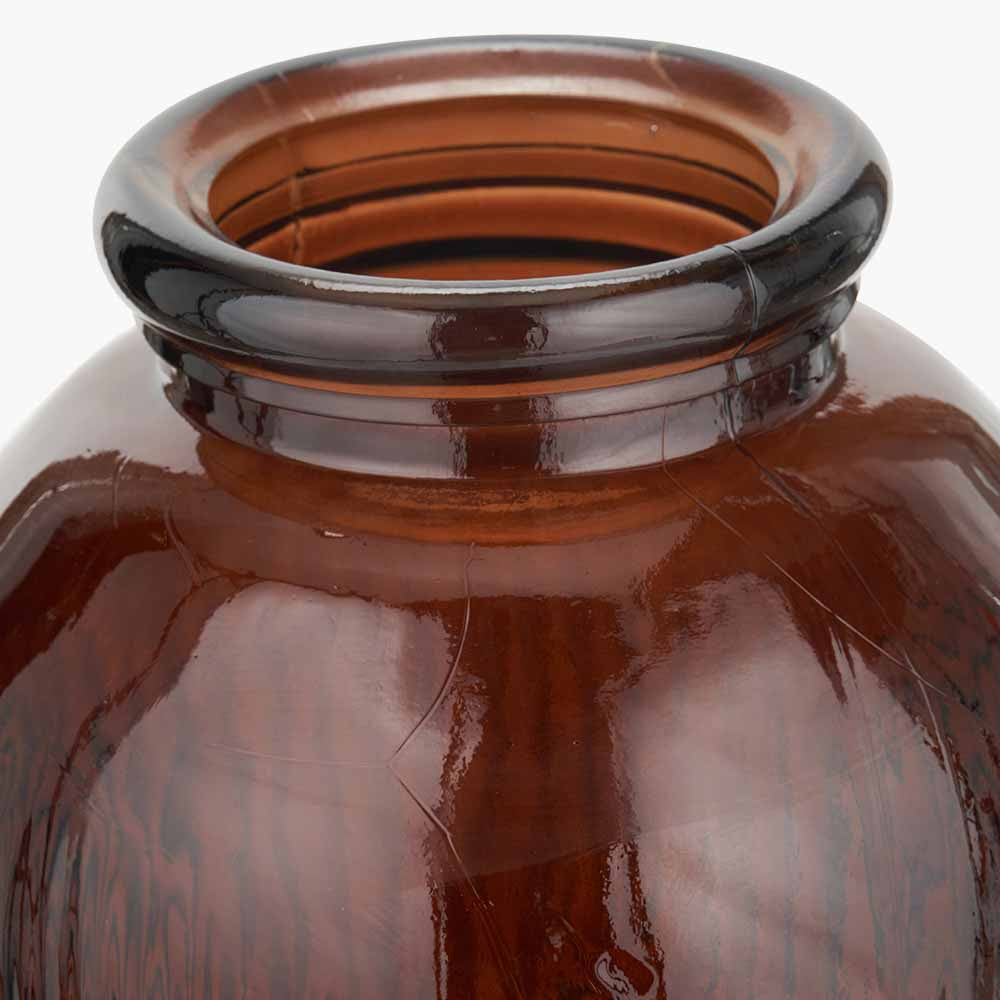 Pecan Brown Recycled Glass Ribbed Tall Vase – Sustainable Statement Vase