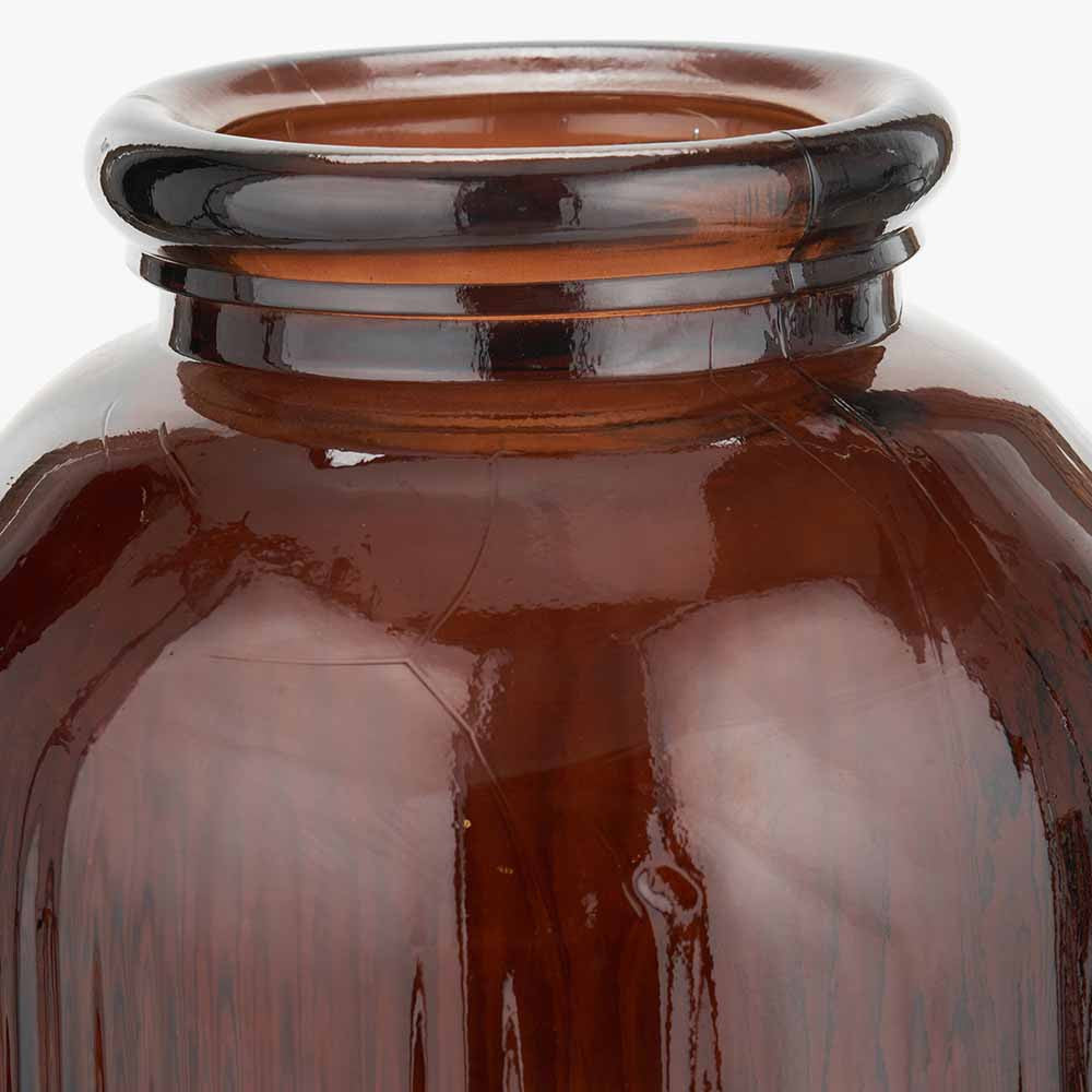 Pecan Brown Recycled Glass Ribbed Tall Vase – Sustainable Statement Vase