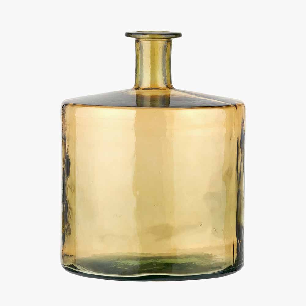 Amber Recycled Glass Bottle Vase – Large Sustainable Decorative Vase