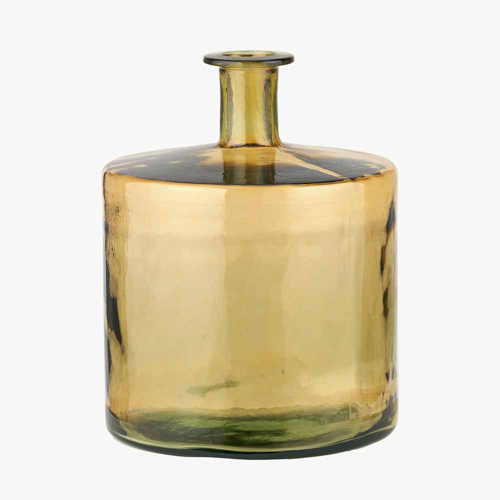Amber Recycled Glass Bottle Vase – Large Sustainable Decorative Vase