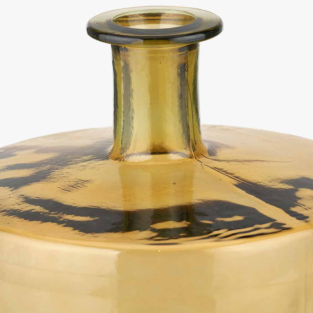 Amber Recycled Glass Bottle Vase – Large Sustainable Decorative Vase