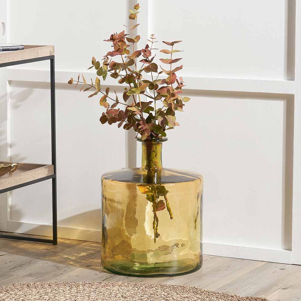 Amber Recycled Glass Bottle Vase – Large Sustainable Decorative Vase