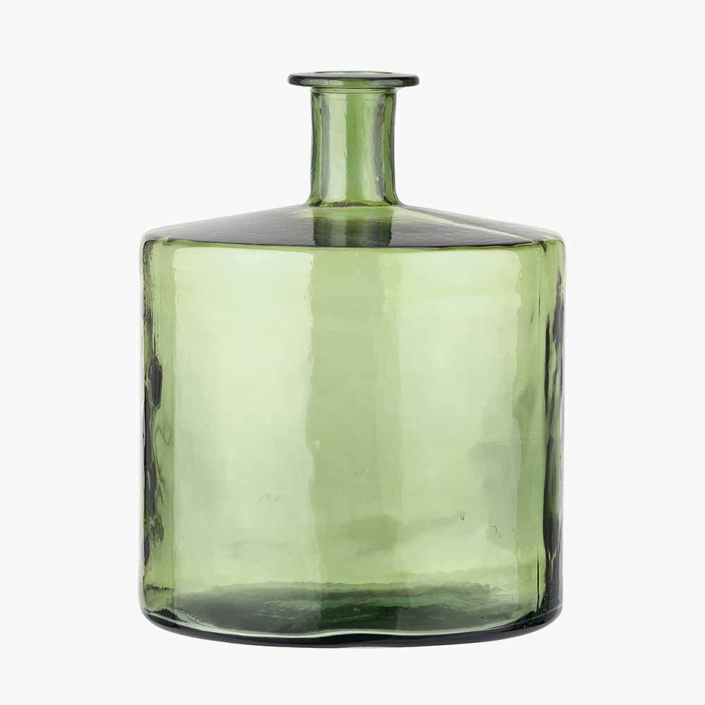 Forest Green Recycled Glass Bottle Vase – Large Sustainable Decorative Vase