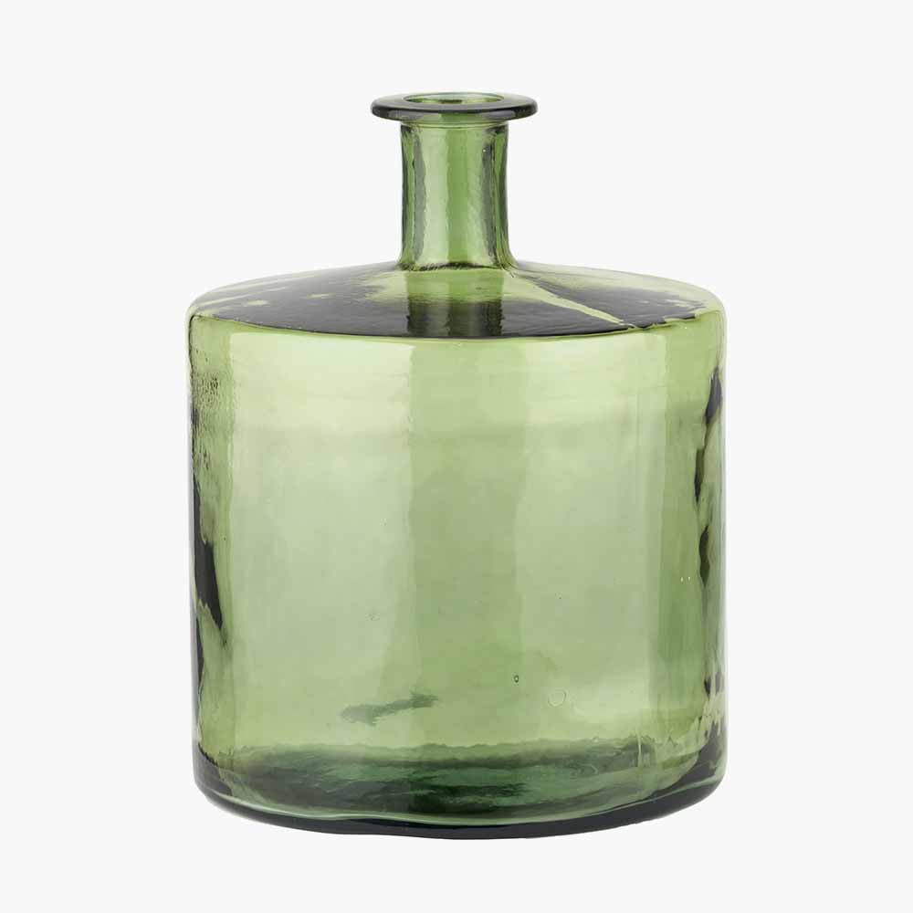 Forest Green Recycled Glass Bottle Vase – Large Sustainable Decorative Vase